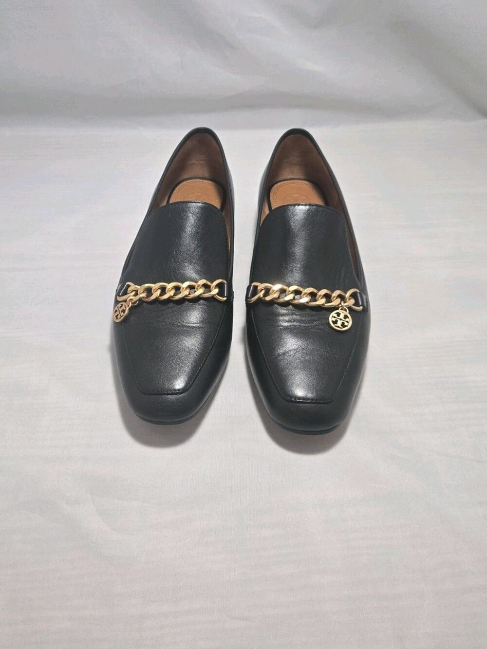 Tory Burch Mini Benton Loafer Slide with gold Charm Black Size 9 career preppy